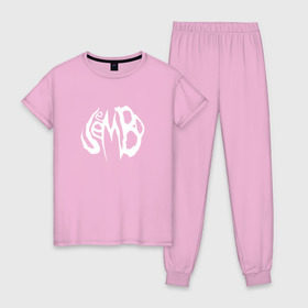 Женская пижама хлопок с принтом JEEMBO. logo , 100% хлопок | брюки и футболка прямого кроя, без карманов, на брюках мягкая резинка на поясе и по низу штанин | jeembo | джангирян | джимбо