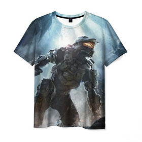 Мужская футболка 3D с принтом Halo , 100% полиэфир | прямой крой, круглый вырез горловины, длина до линии бедер | halo | wars | космос | крепость | мир | ореол | оружие | реквием | стратегия | супер | фантастика