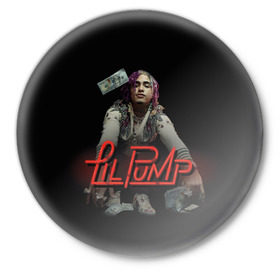 Значок с принтом Lil Pump ,  металл | круглая форма, металлическая застежка в виде булавки | esketit | лил памп | эщкере