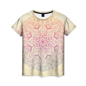 Женская футболка 3D с принтом Мандала блаженства , 100% полиэфир ( синтетическое хлопкоподобное полотно) | прямой крой, круглый вырез горловины, длина до линии бедер | mandala | индия | колесо