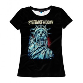 Женская футболка 3D с принтом System of a Down , 100% полиэфир ( синтетическое хлопкоподобное полотно) | прямой крой, круглый вырез горловины, длина до линии бедер | 