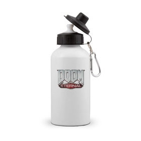 Бутылка спортивная с принтом DOOM Eternal , металл | емкость — 500 мл, в комплекте две пластиковые крышки и карабин для крепления | doom | doom eternal | дум