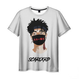 Мужская футболка 3D с принтом Scarlxrd , 100% полиэфир | прямой крой, круглый вырез горловины, длина до линии бедер | band | rap | rapper | scarlord | scarlxrd | scxrlord | в маске | лорд | рэп | рэпер | рэппер | скар | скарлорд | скрим