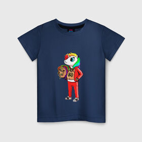 Детская футболка хлопок с принтом 69 rainbow , 100% хлопок | круглый вырез горловины, полуприлегающий силуэт, длина до линии бедер | 6ix9ine | единорог | пони