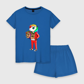 Женская пижама с шортиками хлопок с принтом 69 rainbow , 100% хлопок | футболка прямого кроя, шорты свободные с широкой мягкой резинкой | 6ix9ine | единорог | пони