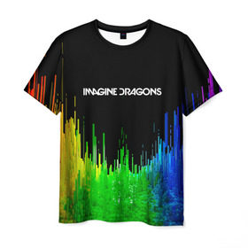 Мужская футболка 3D с принтом IMAGINE DRAGONS , 100% полиэфир | прямой крой, круглый вырез горловины, длина до линии бедер | color | imagine dragons | logo | stripes | trend | абстракция | группа | линии | лого | рок | рэп | фирменные цвета