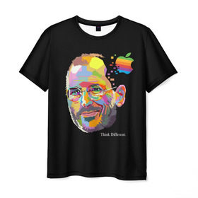 Мужская футболка 3D с принтом Стив Джобс / Think Different , 100% полиэфир | прямой крой, круглый вырез горловины, длина до линии бедер | apple | different | ipad | iphone | jobs | steve | steven | think | аппле | джобс | жобс | основатель | создатель | стив | стивен | эпл | яблоко