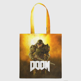 Шоппер 3D с принтом DOOM 2016 , 100% полиэстер | Плотность: 200 г/м2; Размер: 34×35 см; Высота лямок: 30 см | 