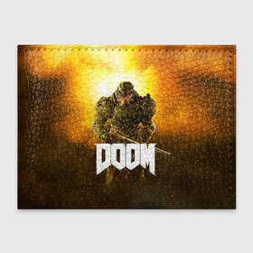 Обложка для студенческого билета с принтом DOOM 2016 , натуральная кожа | Размер: 11*8 см; Печать на всей внешней стороне | 