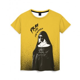 Женская футболка 3D с принтом Pray for the Wicked , 100% полиэфир ( синтетическое хлопкоподобное полотно) | прямой крой, круглый вырез горловины, длина до линии бедер | brendon urie | patd | spencer smith | tyan ross