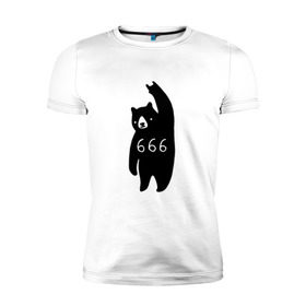 Мужская футболка премиум с принтом BAD BEAR 666 ROCK , 92% хлопок, 8% лайкра | приталенный силуэт, круглый вырез ворота, длина до линии бедра, короткий рукав | Тематика изображения на принте: 666 | bear | devil | satan | медведь | сатана