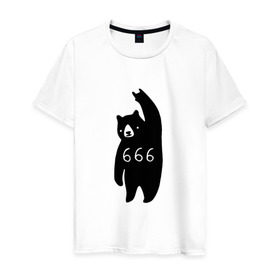 Мужская футболка хлопок с принтом BAD BEAR 666 ROCK , 100% хлопок | прямой крой, круглый вырез горловины, длина до линии бедер, слегка спущенное плечо. | 666 | bear | devil | satan | медведь | сатана