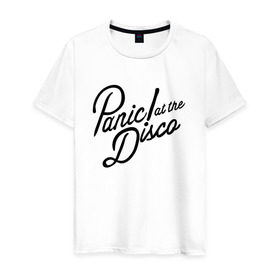 Мужская футболка хлопок с принтом Panic at the disco logo , 100% хлопок | прямой крой, круглый вырез горловины, длина до линии бедер, слегка спущенное плечо. | brendon urie | patd | spencer smith | tyan ross