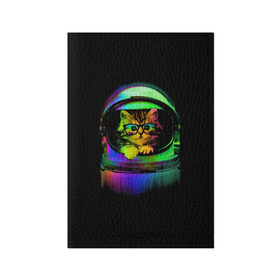 Обложка для паспорта матовая кожа с принтом Котик в Космосе , натуральная матовая кожа | размер 19,3 х 13,7 см; прозрачные пластиковые крепления | Тематика изображения на принте: cat | cats | cute | kitty | rainbow | space | spaceman | космонавт | космос | кот | котенок | коты | кошка | кошки | очки | радуга | скафандр | шлем