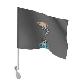 Флаг для автомобиля с принтом Кот в Портале , 100% полиэстер | Размер: 30*21 см | cat | cats | game | games | portal | tail | valve | в портале | вэльв | игра | игры | кот | коты | кошка | кошки | портал | хвост
