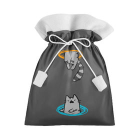 Подарочный 3D мешок с принтом Кот в Портале , 100% полиэстер | Размер: 29*39 см | cat | cats | game | games | portal | tail | valve | в портале | вэльв | игра | игры | кот | коты | кошка | кошки | портал | хвост