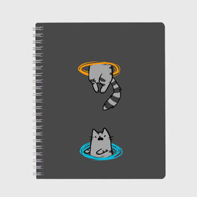 Тетрадь с принтом Кот в Портале , 100% бумага | 48 листов, плотность листов — 60 г/м2, плотность картонной обложки — 250 г/м2. Листы скреплены сбоку удобной пружинной спиралью. Уголки страниц и обложки скругленные. Цвет линий — светло-серый
 | cat | cats | game | games | portal | tail | valve | в портале | вэльв | игра | игры | кот | коты | кошка | кошки | портал | хвост