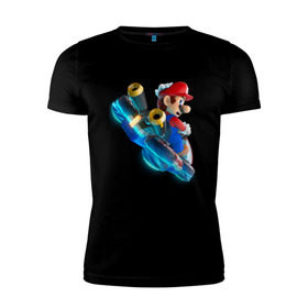 Мужская футболка премиум с принтом Super Mario , 92% хлопок, 8% лайкра | приталенный силуэт, круглый вырез ворота, длина до линии бедра, короткий рукав | 