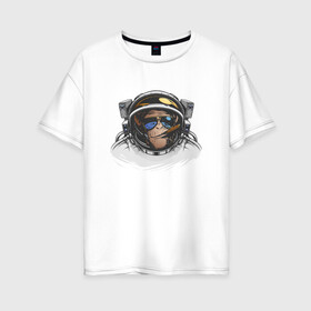 Женская футболка хлопок Oversize с принтом Обезьяна астронавт , 100% хлопок | свободный крой, круглый ворот, спущенный рукав, длина до линии бедер
 | астронавт | космонавт | космос | обезьяна | обезьяна арт | обезьяна рисунок