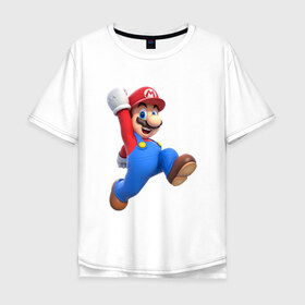 Мужская футболка хлопок Oversize с принтом Super Mario , 100% хлопок | свободный крой, круглый ворот, “спинка” длиннее передней части | 
