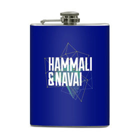 Фляга с принтом HammAli Navai blue , металлический корпус | емкость 0,22 л, размер 125 х 94 мм. Виниловая наклейка запечатывается полностью | Тематика изображения на принте: 