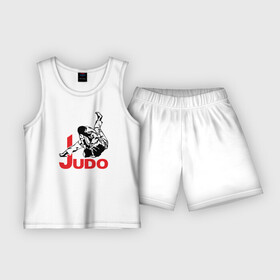 Детская пижама с шортами хлопок с принтом Дзюдо ,  |  | Тематика изображения на принте: boxing | champion | fight | fist | japan | judo | jujutsu | kick | ring | sport | бой | дзюдзюцу | дзюдо | кулак | ринг | спорт | удар | чемпион | япония