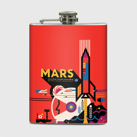 Фляга с принтом Mars NASA , металлический корпус | емкость 0,22 л, размер 125 х 94 мм. Виниловая наклейка запечатывается полностью | Тематика изображения на принте: 