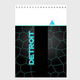 Скетчбук с принтом DETROIT , 100% бумага
 | 48 листов, плотность листов — 100 г/м2, плотность картонной обложки — 250 г/м2. Листы скреплены сверху удобной пружинной спиралью | 3d | detroit | абстракция | белый | город | игра | лого | логотип | надпись | полосы | треугольник | фигура | черный