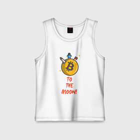 Детская майка хлопок с принтом To the moon! ,  |  | bitcoin | to the moon | биткоин | биток