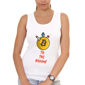 Женская майка хлопок с принтом To the moon! , 95% хлопок, 5% эластан |  | bitcoin | to the moon | биткоин | биток
