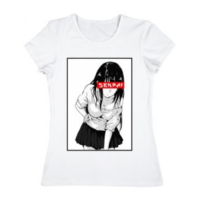 Женская футболка хлопок с принтом SENPAI , 100% хлопок | прямой крой, круглый вырез горловины, длина до линии бедер, слегка спущенное плечо | ahegao | anime | senpai | аниме | ахегао | культура | сенпай | тренд