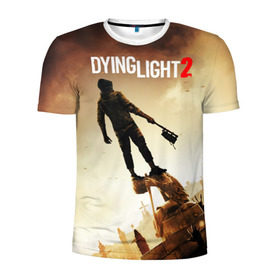 Мужская футболка 3D спортивная с принтом Dying Light 2 , 100% полиэстер с улучшенными характеристиками | приталенный силуэт, круглая горловина, широкие плечи, сужается к линии бедра | Тематика изображения на принте: action | city | dying light | game | postapocalypse | sky | zombie | город | игра | персонаж | постапокалипсис