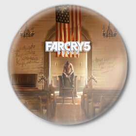 Значок с принтом Far Cry 5 ,  металл | круглая форма, металлическая застежка в виде булавки | 
