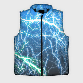 Мужской жилет утепленный 3D с принтом РАЗРЯДЫ МОЛНИЙ ,  |  | blue | epic | green | lightning | rain | storm | stripes | texture | thunder | гроза | гром | дождь | зеленый | линии | молнии | молния | пафосные | полосы | разряды | синий | текстура | шторм | эпичные | яркие