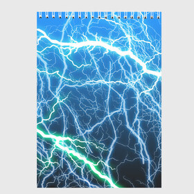 Скетчбук с принтом РАЗРЯДЫ МОЛНИЙ , 100% бумага
 | 48 листов, плотность листов — 100 г/м2, плотность картонной обложки — 250 г/м2. Листы скреплены сверху удобной пружинной спиралью | blue | epic | green | lightning | rain | storm | stripes | texture | thunder | гроза | гром | дождь | зеленый | линии | молнии | молния | пафосные | полосы | разряды | синий | текстура | шторм | эпичные | яркие