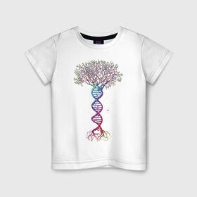 Детская футболка хлопок с принтом Дерево жизни , 100% хлопок | круглый вырез горловины, полуприлегающий силуэт, длина до линии бедер | Тематика изображения на принте: дерево | днк | жизнь
