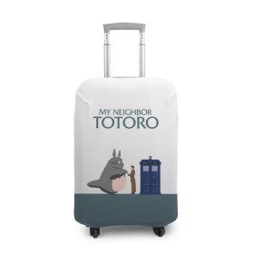 Чехол для чемодана 3D с принтом Мой сосед Тоторо , 86% полиэфир, 14% спандекс | двустороннее нанесение принта, прорези для ручек и колес | 10 доктор | doctor who | my neighbor totoro | tardis | totoro | десятый доктор | доктор кто | тардис | тоторо