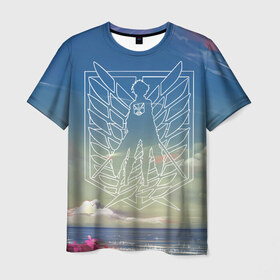 Мужская футболка 3D с принтом Wings , 100% полиэфир | прямой крой, круглый вырез горловины, длина до линии бедер | anime | attack on titan | аниме | атака титанов
