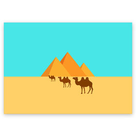 Поздравительная открытка с принтом Пирамиды Египта , 100% бумага | плотность бумаги 280 г/м2, матовая, на обратной стороне линовка и место для марки
 | Тематика изображения на принте: верблюд | египет | жара | караван | пирамиды | пустыня