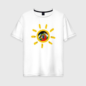 Женская футболка хлопок Oversize с принтом Недокасаемость солнце , 100% хлопок | свободный крой, круглый ворот, спущенный рукав, длина до линии бедер
 | анастасия иванова | гречка | люби меня люби | недокасаемость | подростки