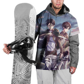 Накидка на куртку 3D с принтом Levi and Eren , 100% полиэстер |  | Тематика изображения на принте: anime | attack on titan | аниме | атака титанов