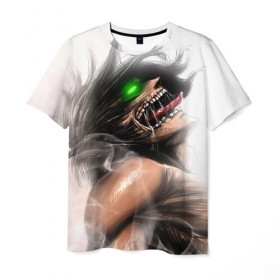 Мужская футболка 3D с принтом Титан , 100% полиэфир | прямой крой, круглый вырез горловины, длина до линии бедер | anime | attack on titan | аниме | атака титанов