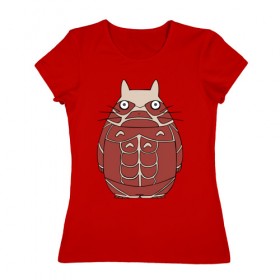 Женская футболка хлопок с принтом Attack on Totoro , 100% хлопок | прямой крой, круглый вырез горловины, длина до линии бедер, слегка спущенное плечо | anime | attack on titan | totoro | аниме | атака титанов | тоторо