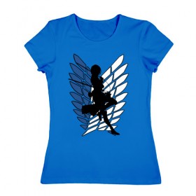 Женская футболка хлопок с принтом Mikasa , 100% хлопок | прямой крой, круглый вырез горловины, длина до линии бедер, слегка спущенное плечо | anime | attack on titan | аниме | атака титанов