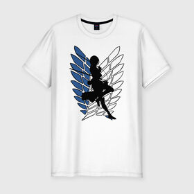 Мужская футболка премиум с принтом Mikasa , 92% хлопок, 8% лайкра | приталенный силуэт, круглый вырез ворота, длина до линии бедра, короткий рукав | anime | attack on titan | аниме | атака титанов