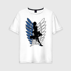 Женская футболка хлопок Oversize с принтом Mikasa , 100% хлопок | свободный крой, круглый ворот, спущенный рукав, длина до линии бедер
 | anime | attack on titan | аниме | атака титанов