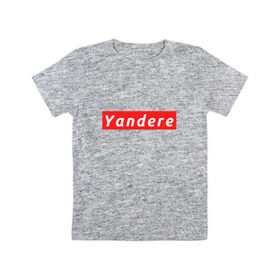 Детская футболка хлопок с принтом YANDERE , 100% хлопок | круглый вырез горловины, полуприлегающий силуэт, длина до линии бедер | 