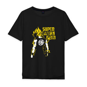 Мужская футболка хлопок Oversize с принтом SUPER SAIYAN GOD , 100% хлопок | свободный крой, круглый ворот, “спинка” длиннее передней части | Тематика изображения на принте: anime | goku | sugoi | super dragon ball | аниме | гоку