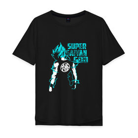 Мужская футболка хлопок Oversize с принтом SUPER SAIYAN GOD , 100% хлопок | свободный крой, круглый ворот, “спинка” длиннее передней части | Тематика изображения на принте: anime | goku | sugoi | super dragon ball | аниме | гоку