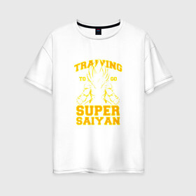 Женская футболка хлопок Oversize с принтом SUPER SAIYAN , 100% хлопок | свободный крой, круглый ворот, спущенный рукав, длина до линии бедер
 | anime | goku | kamehameha | super dragon ball | гоку | камехамеха